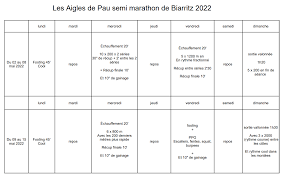 plan entrainement semi marathon 2 seances par semaine