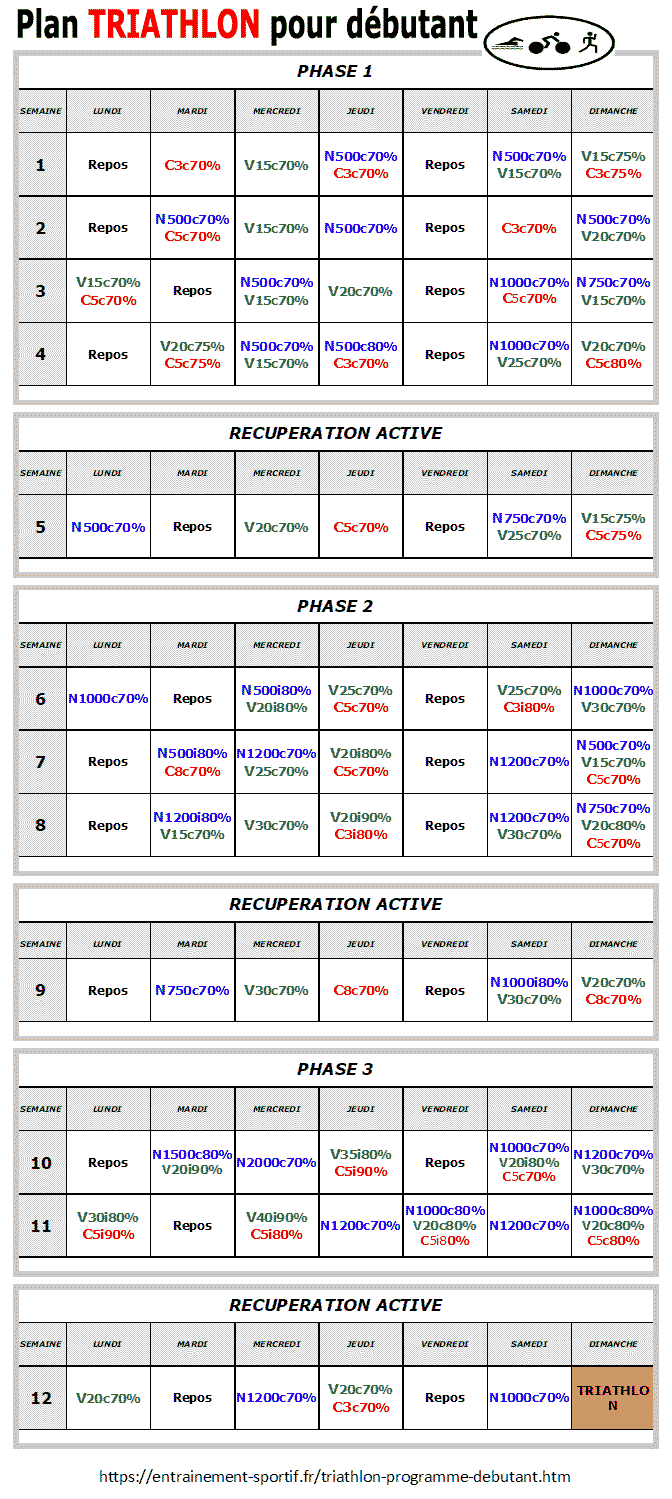 plan entrainement triathlon m débutant